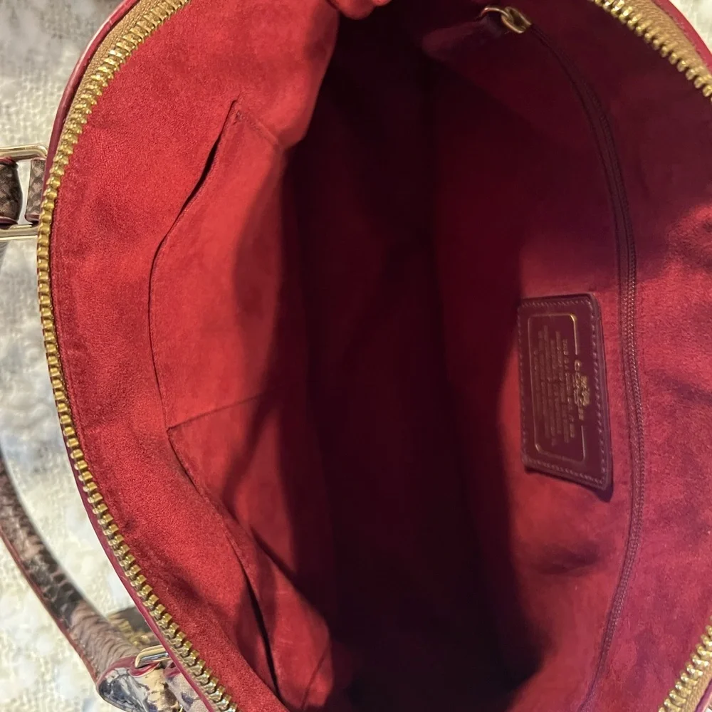 Coach Brown and Maroon Signature Satchel with Wallet - Picture 3 of 3